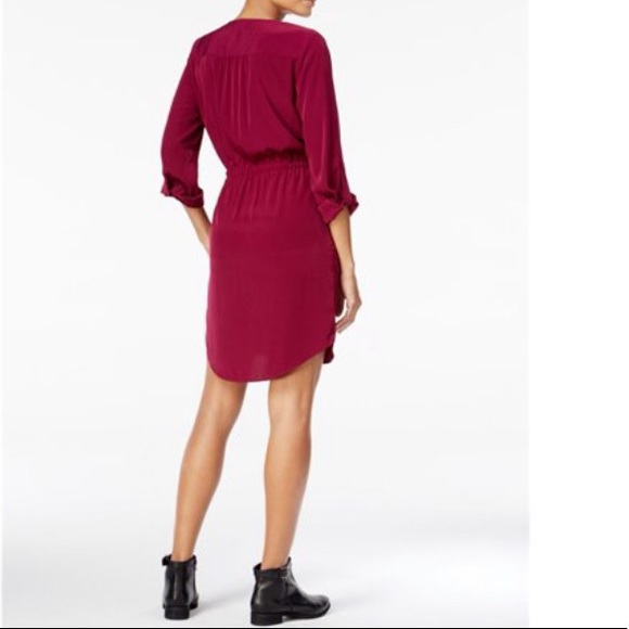Nordstrom Dresses Burgundy Red Utility Mini Dress Shirt Front